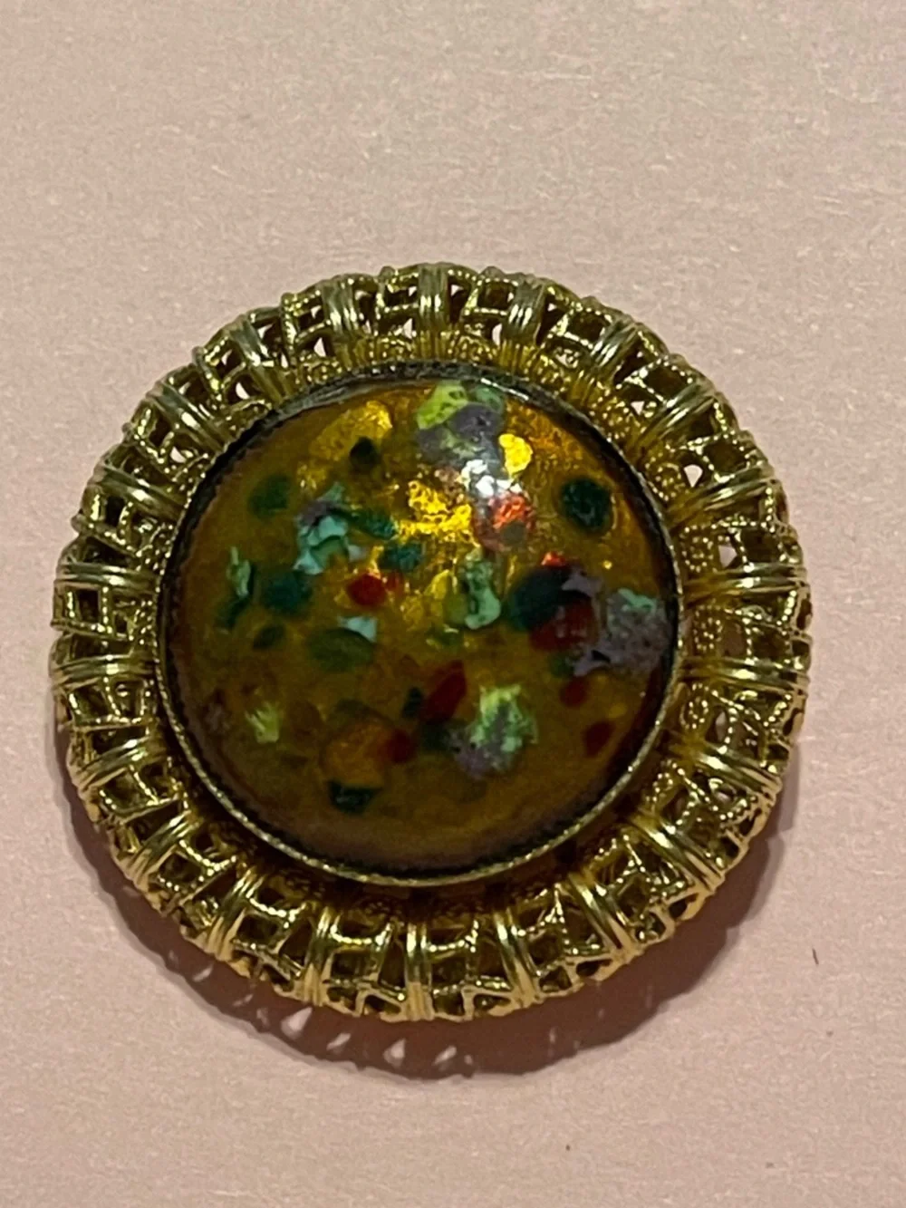 Vintage Abstract Art Glass Pin #9611 💎